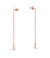 Crescent Moon CZ Stone With Chain Drop Earring Stud STS-5545 